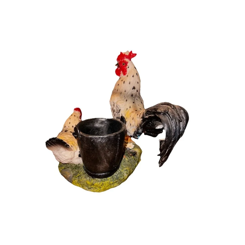 Vintage‎ Rooster Hen Family Figurine Country Cottagecore Farmhouse Decor Accent